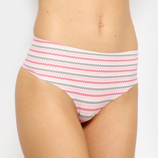 Calcinha Tanga Sloggi String Chevron - Rosa+Cinza