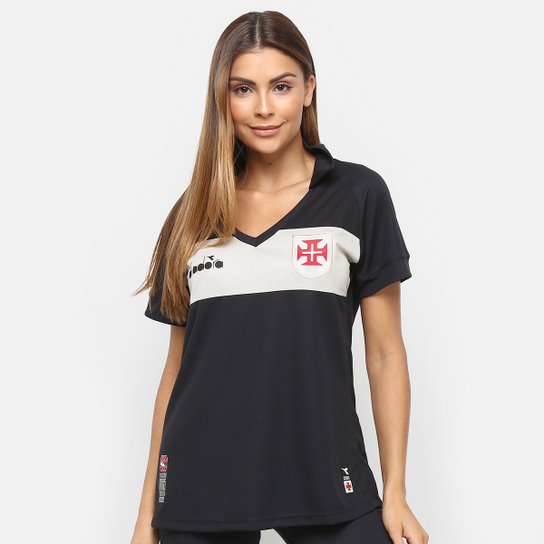 Camisa de Goleiro Vasco 19/20 s/n° - Torcedor Diadora Feminina - Preto+Bege
