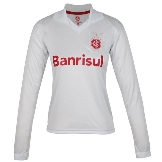 Camisa Internacional Oldoni Mundial Iarley Manga Longa Feminina - Branco+Vermelho