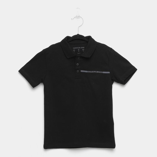 Camisa Polo Infantil Calvin Klein Estonada Masculina - Preto