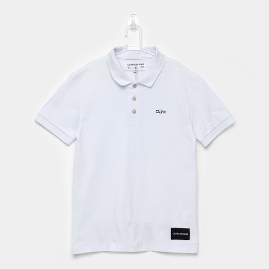 Camisa Polo Infantil Calvin Klein Masculina - Branco