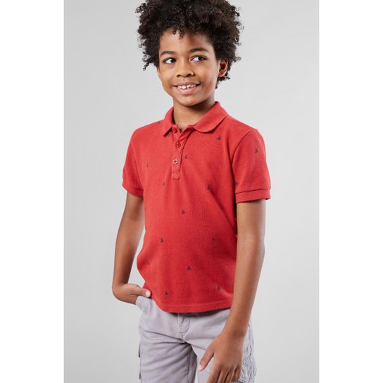 Camisa Polo Infantil Diferenciada Barquinho Reserva Mini Masculina - Vermelho