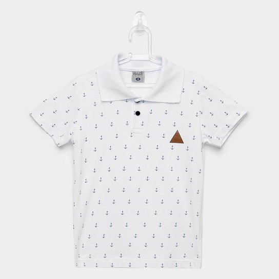 Camisa Polo Infantil Kamylus Gola Retilínea Masculina - Branco