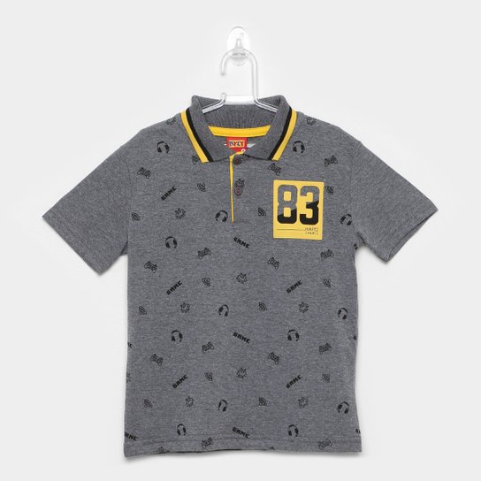 Camisa Polo Infantil Kyly Game Masculina - Grafite