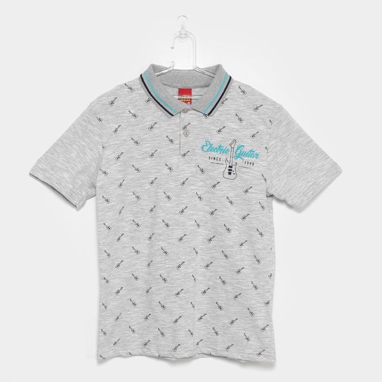 Camisa Polo Infantil Kyly Guitarra Masculina - Mescla