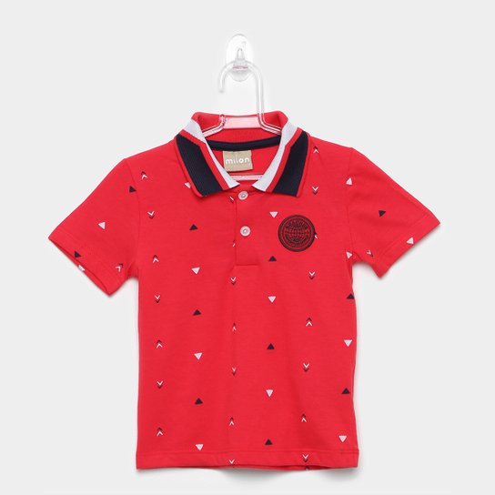 Camisa Polo Infantil Milon Bordado Masculina - Vermelho
