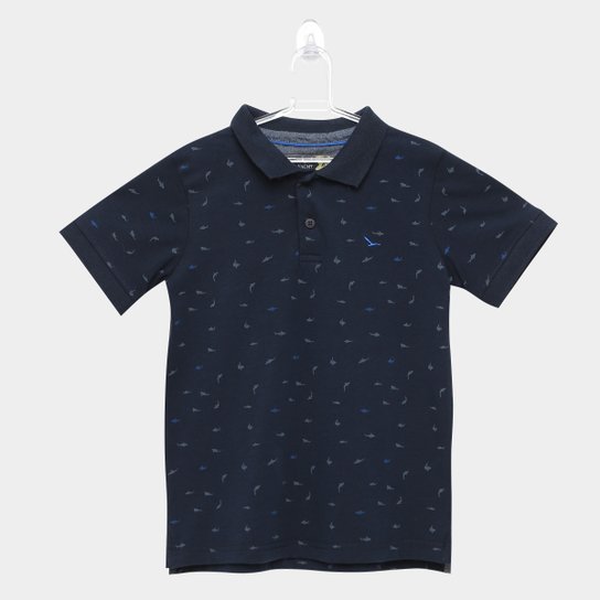 Camisa Polo Infantil Yachtmaster Tubarão Masculina - Marinho