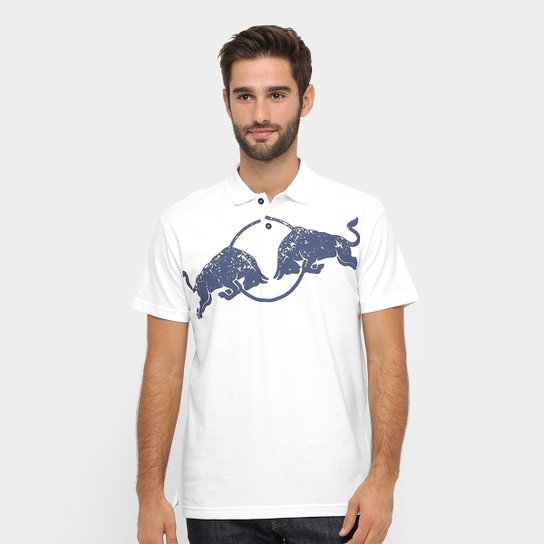 Camisa Polo Red Bull Racing Stock Car Bulls Asphalt Masculina - Branco