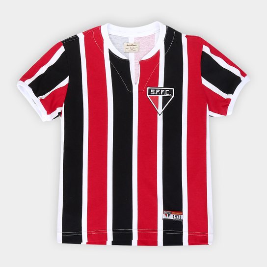 Camisa São Paulo Juvenil 1971 Retrô Mania - Preto+Vermelho
