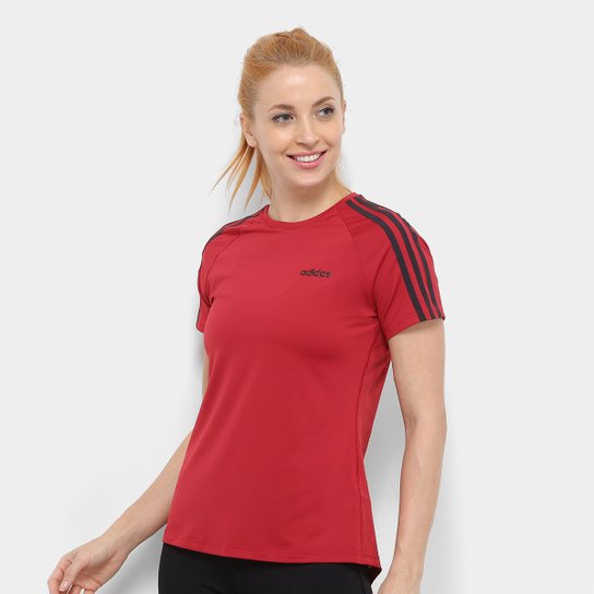 Camiseta Adidas W D2M 3S Tee Feminina - Vermelho