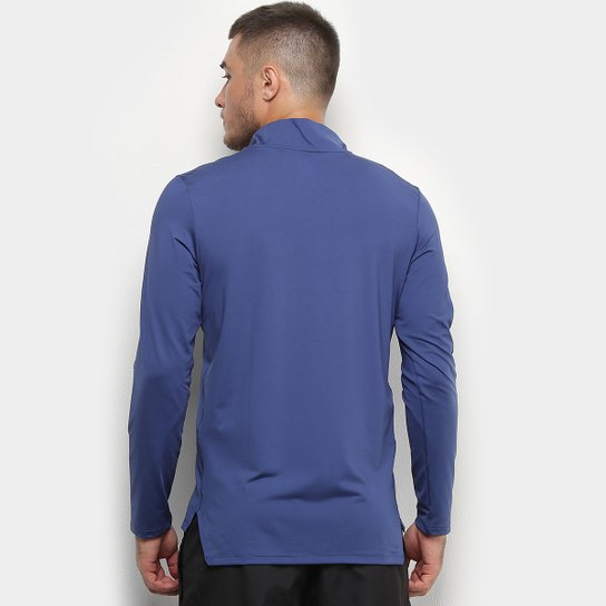 Camiseta Asics Core Running Meio Zíper Manga Longa Masculina - Azul