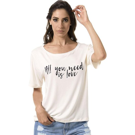 Camiseta Bloom All You Need Is Love Feminina - Creme