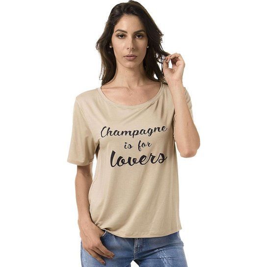 Camiseta Bloom Champagne is For Lovers Feminina - Creme
