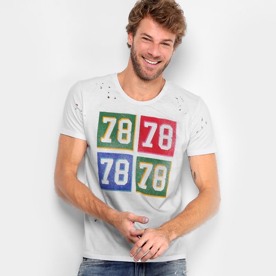 Camiseta Calvin Klein Furinhos 78 Masculina - Branco