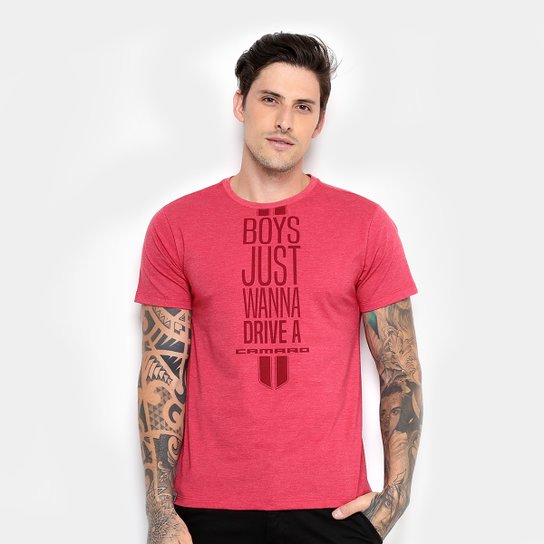 Camiseta Camaro Boys Just Wanna Drive Masculina - Vermelho