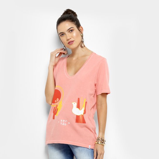 Camiseta Cantão Passarinho Feminina - Rosa