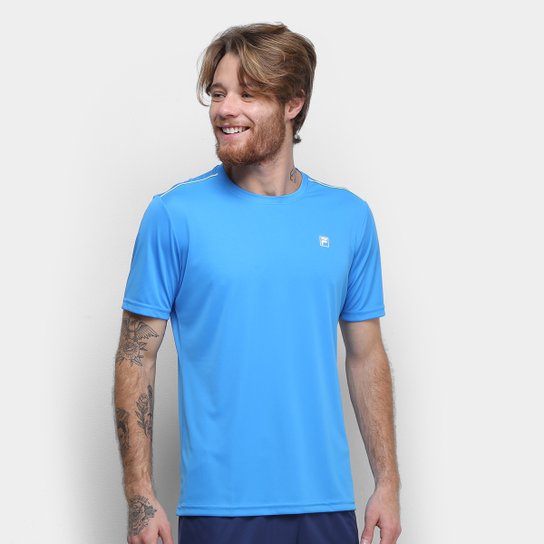 Camiseta Fila Aztec Box Masculina - Azul+Verde Limão