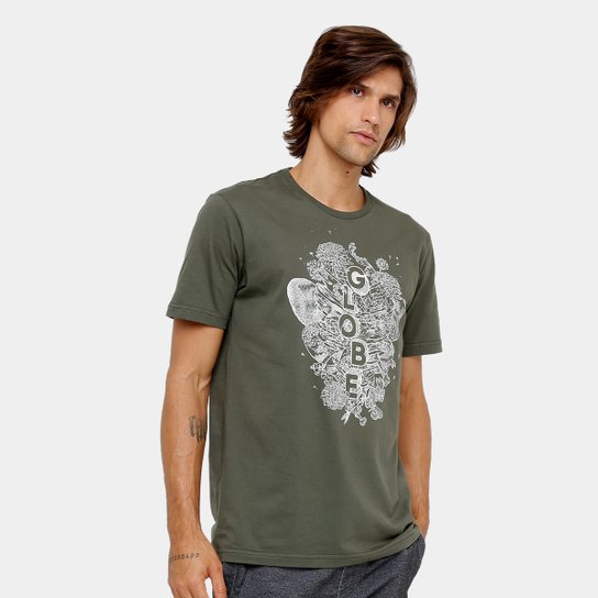 Camiseta Globe Básica Moht And Bones Masculina - Verde
