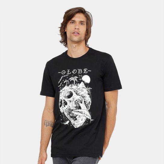 Camiseta Globe Básica Skull Island Masculina - Preto