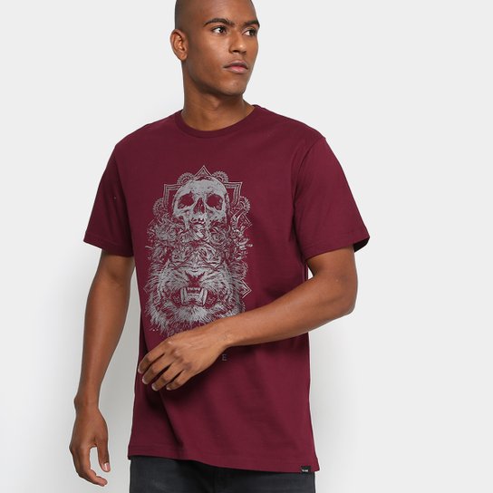 Camiseta Globe Básica Skull Tiger Masculina - Vinho