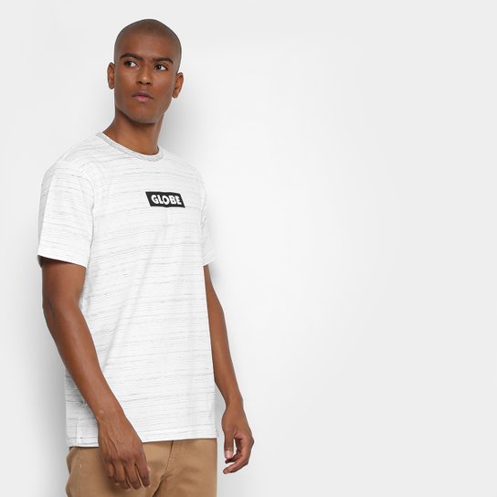 Camiseta Globe Flamê Sticker Logo Masculina - Off White