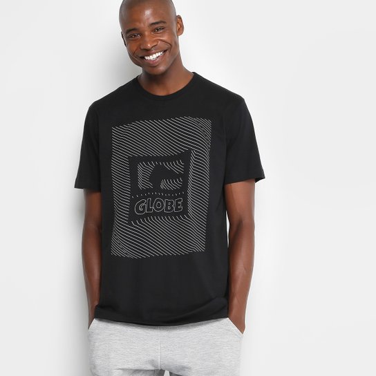 Camiseta Globe Logo 3D Masculina - Preto
