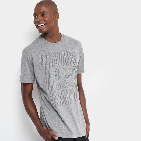 Camiseta Globe Logo 3D Masculina - Cinza
