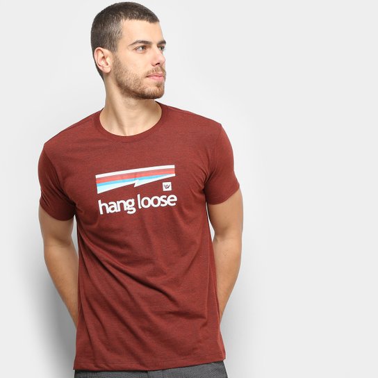 Camiseta Hang Loose Silk Colorbow Masculina - Vermelho+Cinza