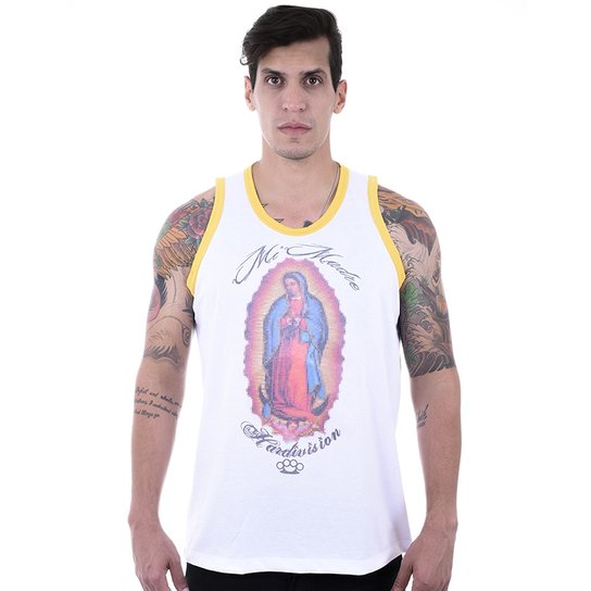 Camiseta Hardivision Mi Madre Sem Manga - Branco