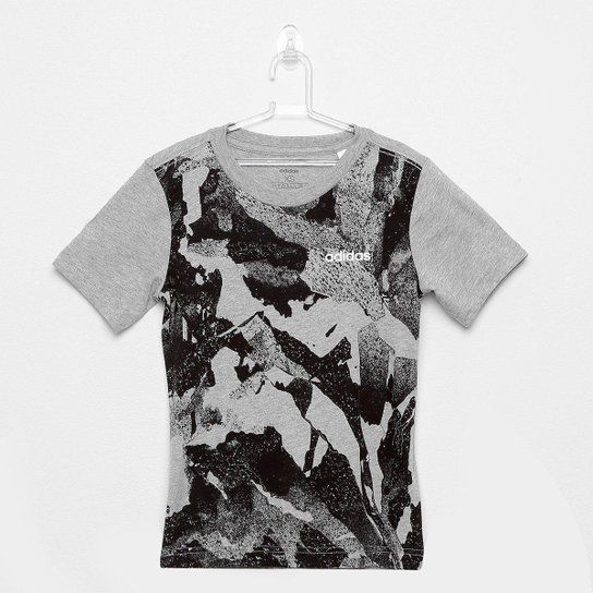 Camiseta Infantil Adidas Aop Pr - Cinza+Preto