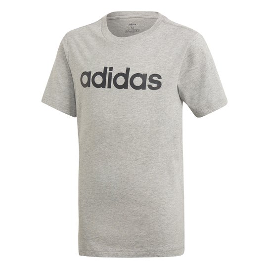 Camiseta Infantil Adidas Estampa Logo YB LIN TEE Masculina - Cinza+Preto