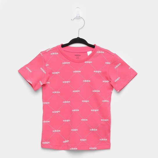 Camiseta Infantil Adidas I Lin Graph Tee Masculina - Rosa+Branco