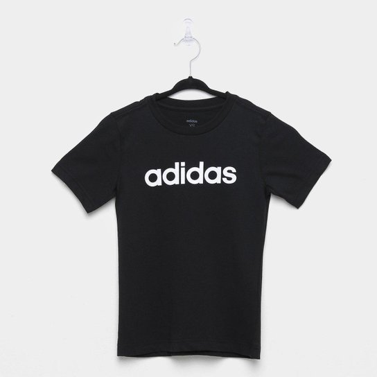 Camiseta Infantil Adidas Logo Essentials Linear Masculina - Preto+Branco