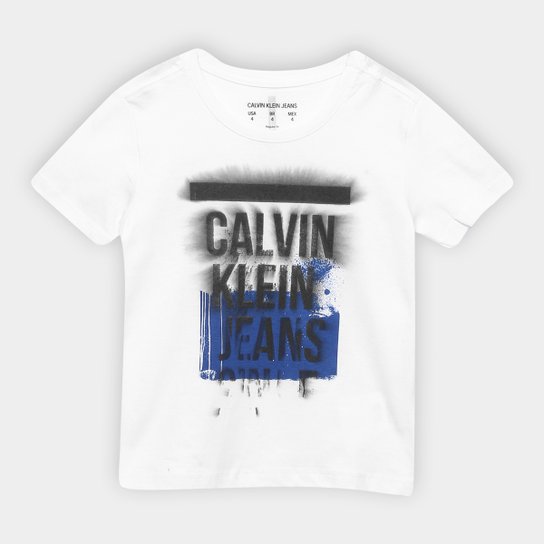 Camiseta Infantil Calvin Klein Estonada Spray Masculina - Branco