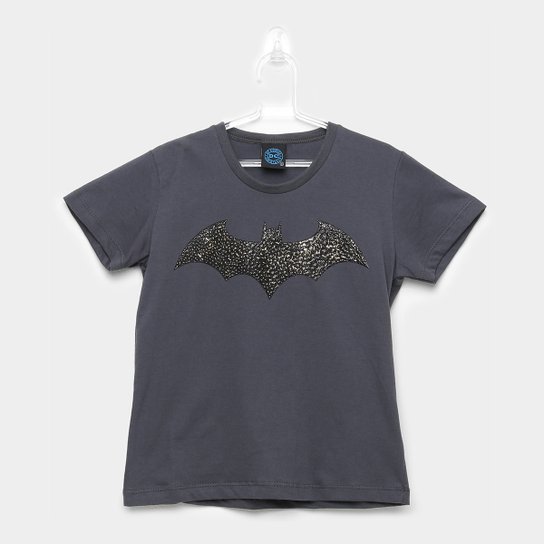 Camiseta Infantil Kamylus Meia Malha Liga Da Justiça Masculina - Grafite