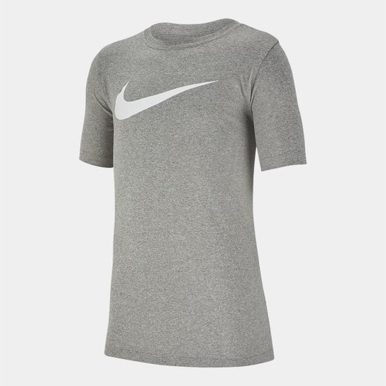 Camiseta Infantil Nike B Dry Tee Leg Swoosh Masculina - Cinza+Branco