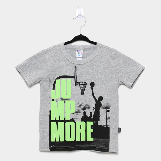 Camiseta Infantil Pulla Bulla Basquete Masculina - Cinza