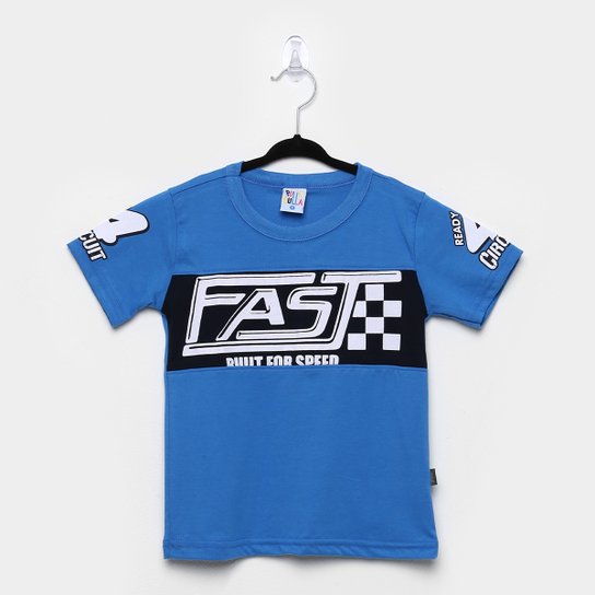 Camiseta Infantil Pulla Bulla Fast Buut For Speed Masculina - Azul Royal