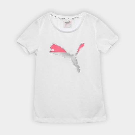 Camiseta Infantil Puma Active Sports Feminina - Branco+Rosa