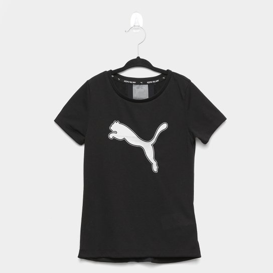 Camiseta Infantil Puma Active Sports Feminina - Preto+Branco