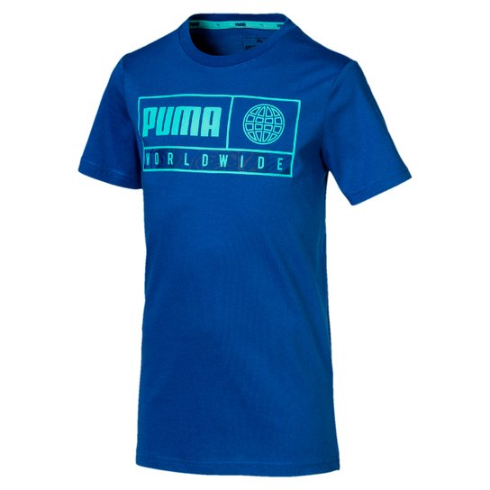 Camiseta Infantil Puma Alpha Graphic Masculina - Azul
