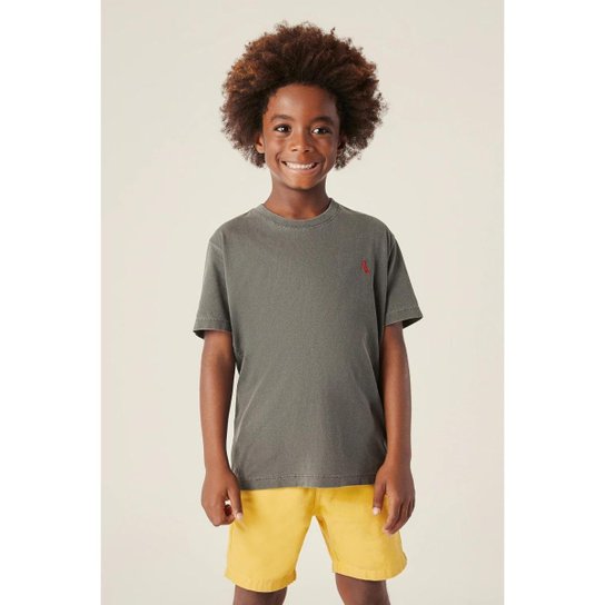 Camiseta Infantil Reserva Mini Brasa Pica-Pau Bordado Masculina - Preto
