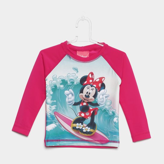 Camiseta Infantil Tip Top Manga Longa Minnie Praia Menina - Pink