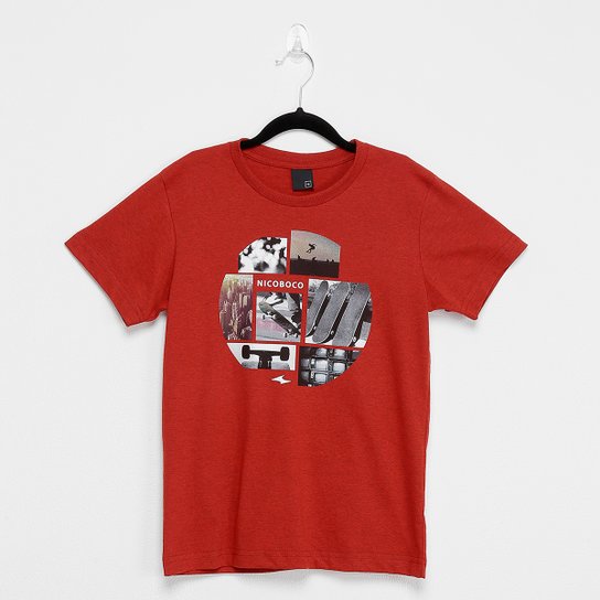 Camiseta Juvenil Nicoboco Fabric Masculina - Vermelho