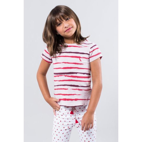 Camiseta Listra Pintura Reserva Mini Feminina - Rosa