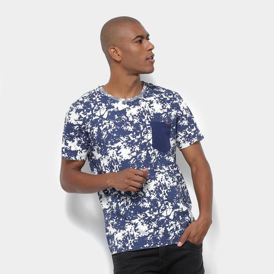 Camiseta Long Island Estampada Bolso Masculina - Marinho