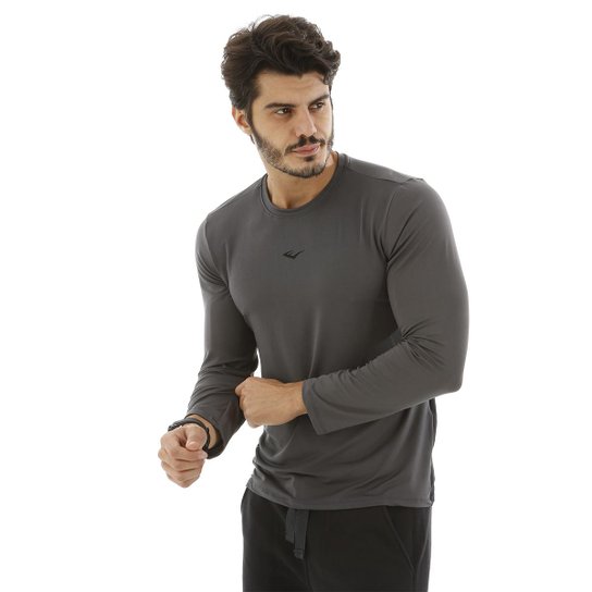 Camiseta Manga Longa Dry - Chumbo+Preto
