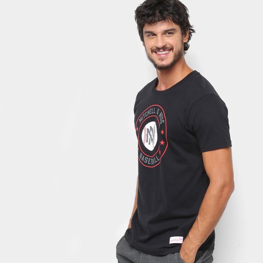 Camiseta Mitchell & Ness Baseball Circle Masculina - Preto