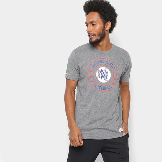 Camiseta Mitchell & Ness Baseball Circle Masculina - Cinza
