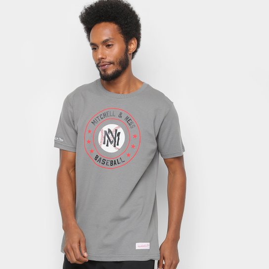 Camiseta Mitchell & Ness Baseball Circle Masculina - Chumbo